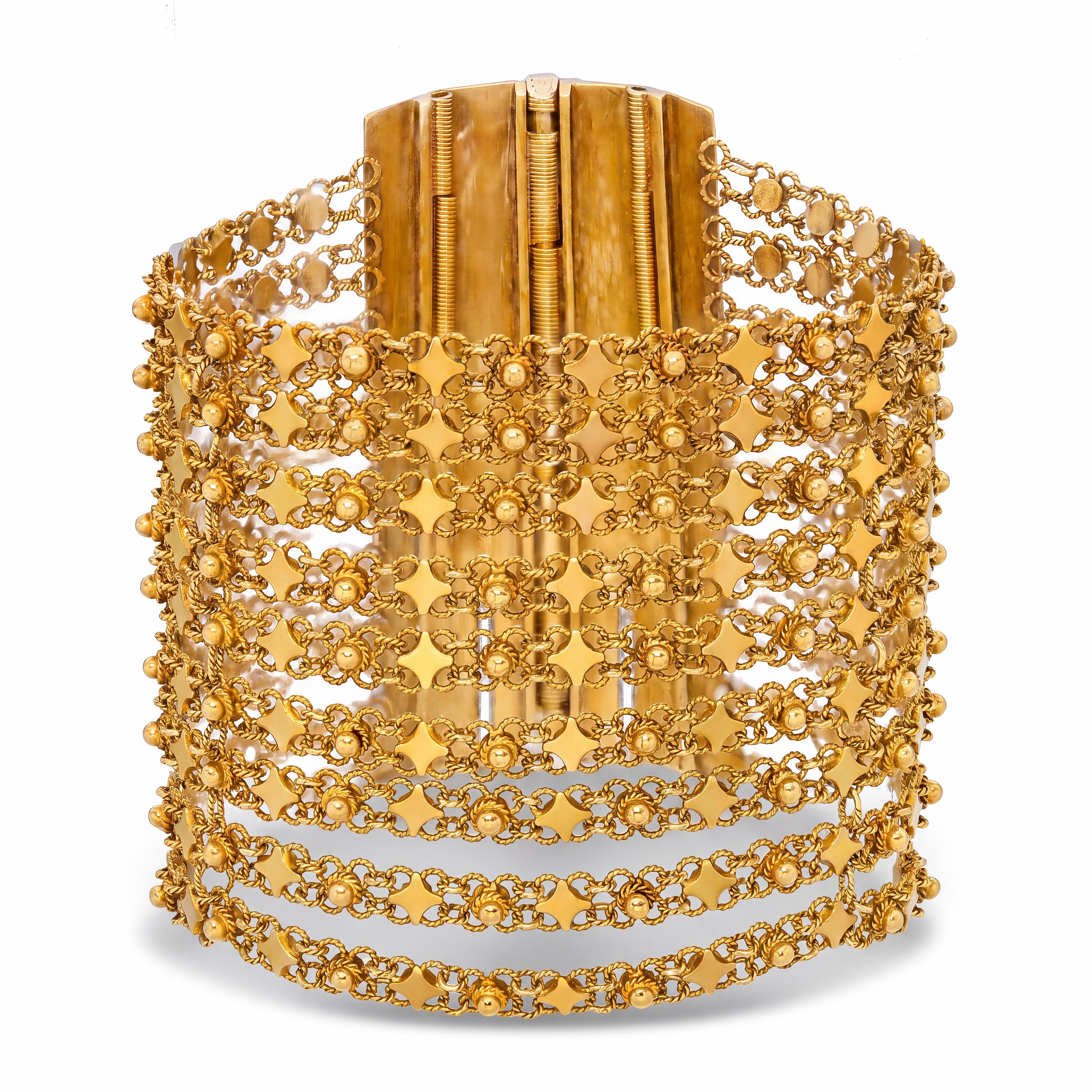 Antique Yellow Gold Victorian Chain Cuff Bracelet