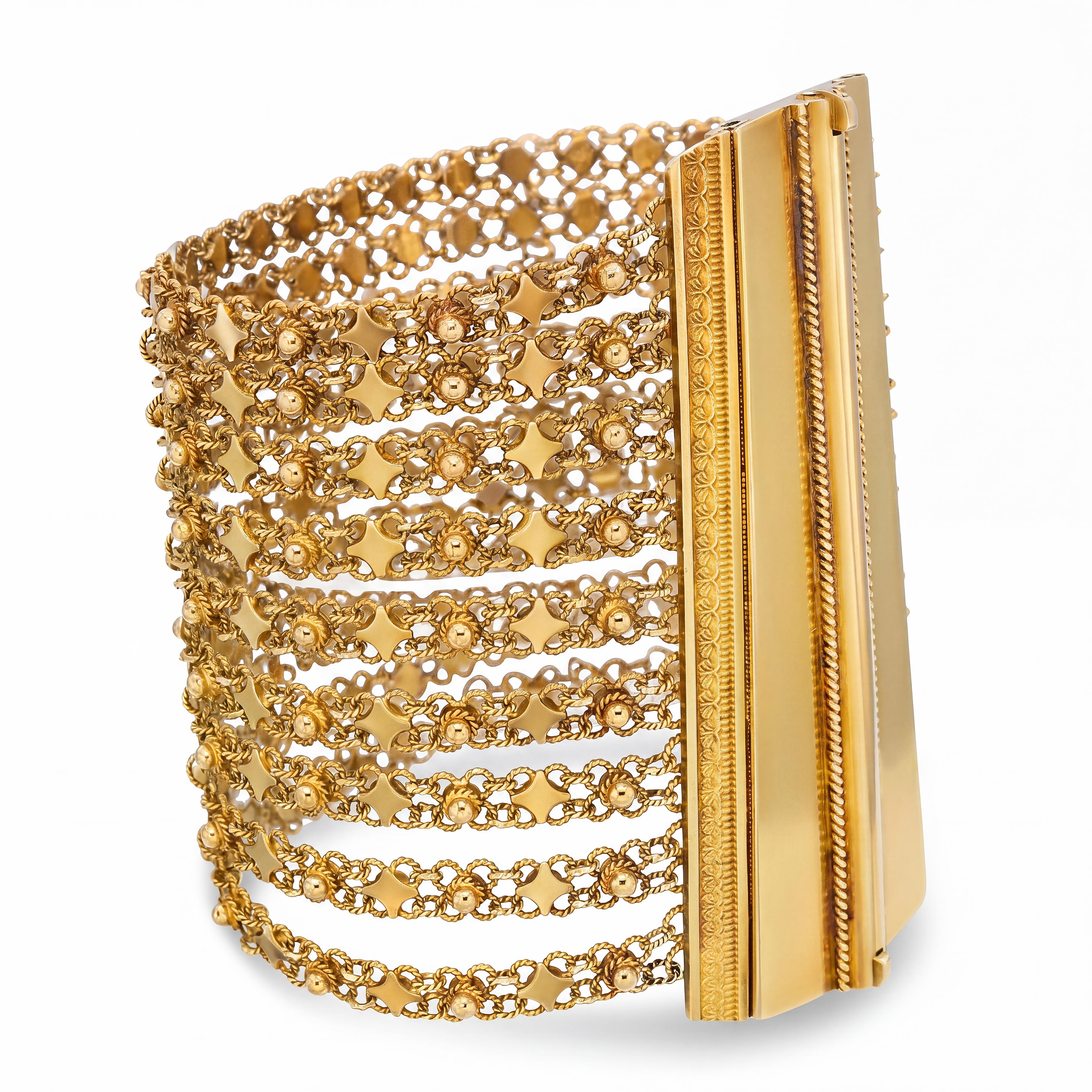 Antique Yellow Gold Victorian Chain Cuff Bracelet