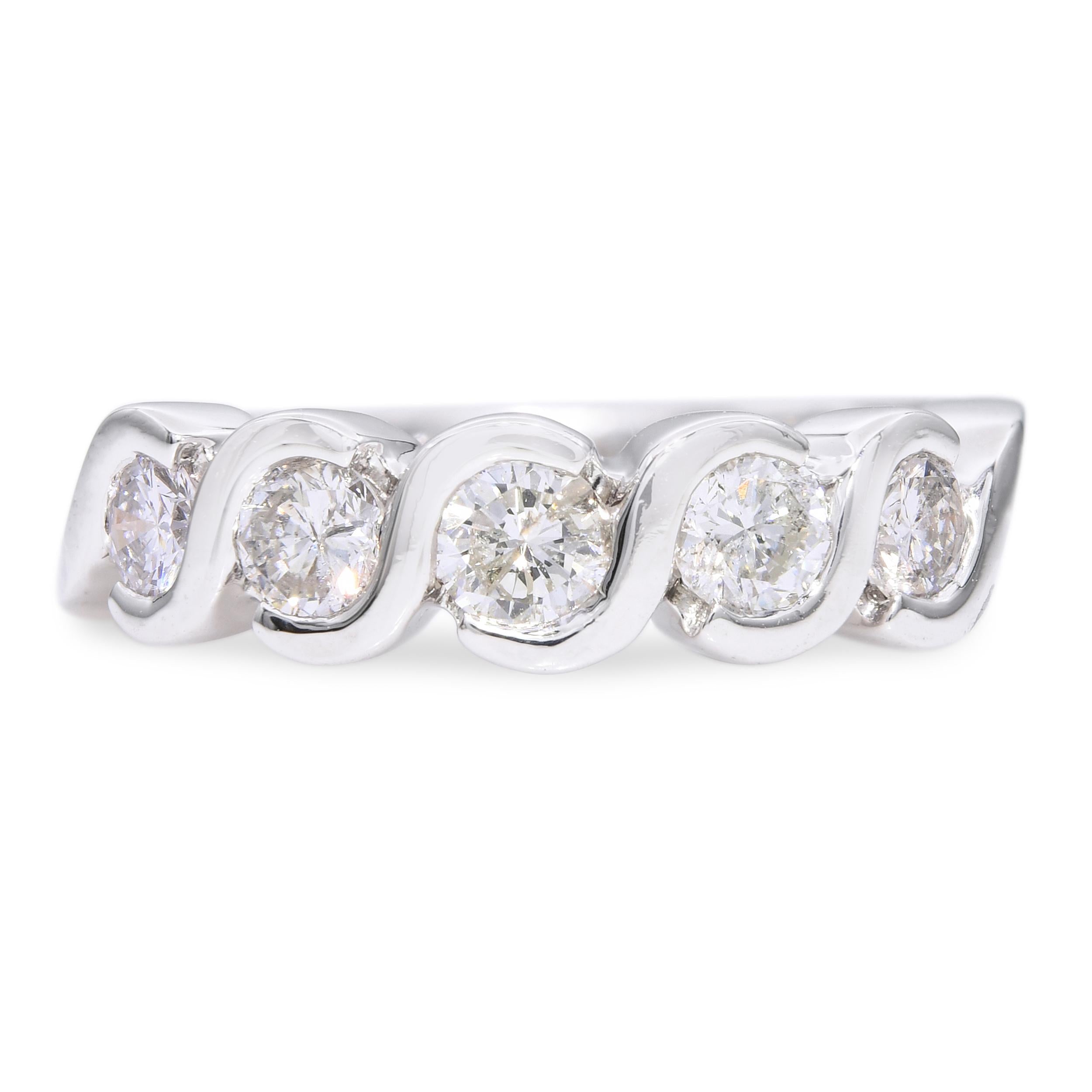 Platinum S-Curve 1.00ctw Diamond Wedding Band