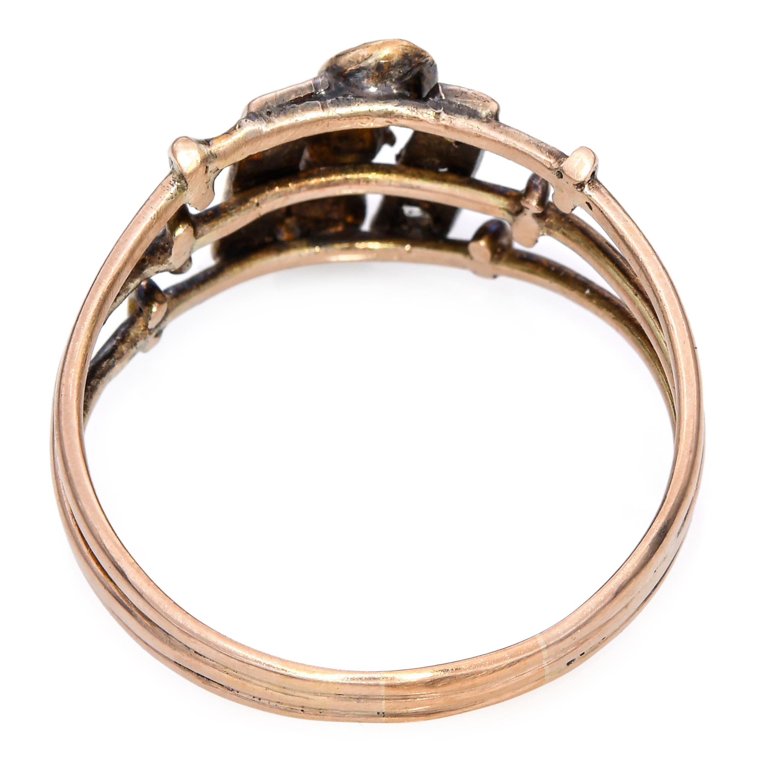 Antique 13k Yellow Gold Rose Cut Diamond Ring