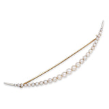 Antique Victorian 9k Yellow Gold Pearl Large Crescent Brooch