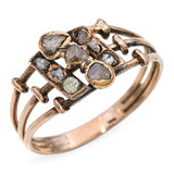 Antique 13k Yellow Gold Rose Cut Diamond Ring