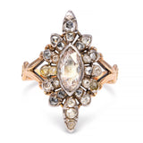 Antique Victorian Silver Topped Yellow Gold 1.10ctw Rose Cut Diamond Ring
