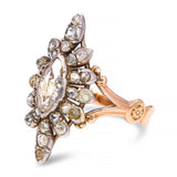 Antique Victorian Silver Topped Yellow Gold 1.10ctw Rose Cut Diamond Ring