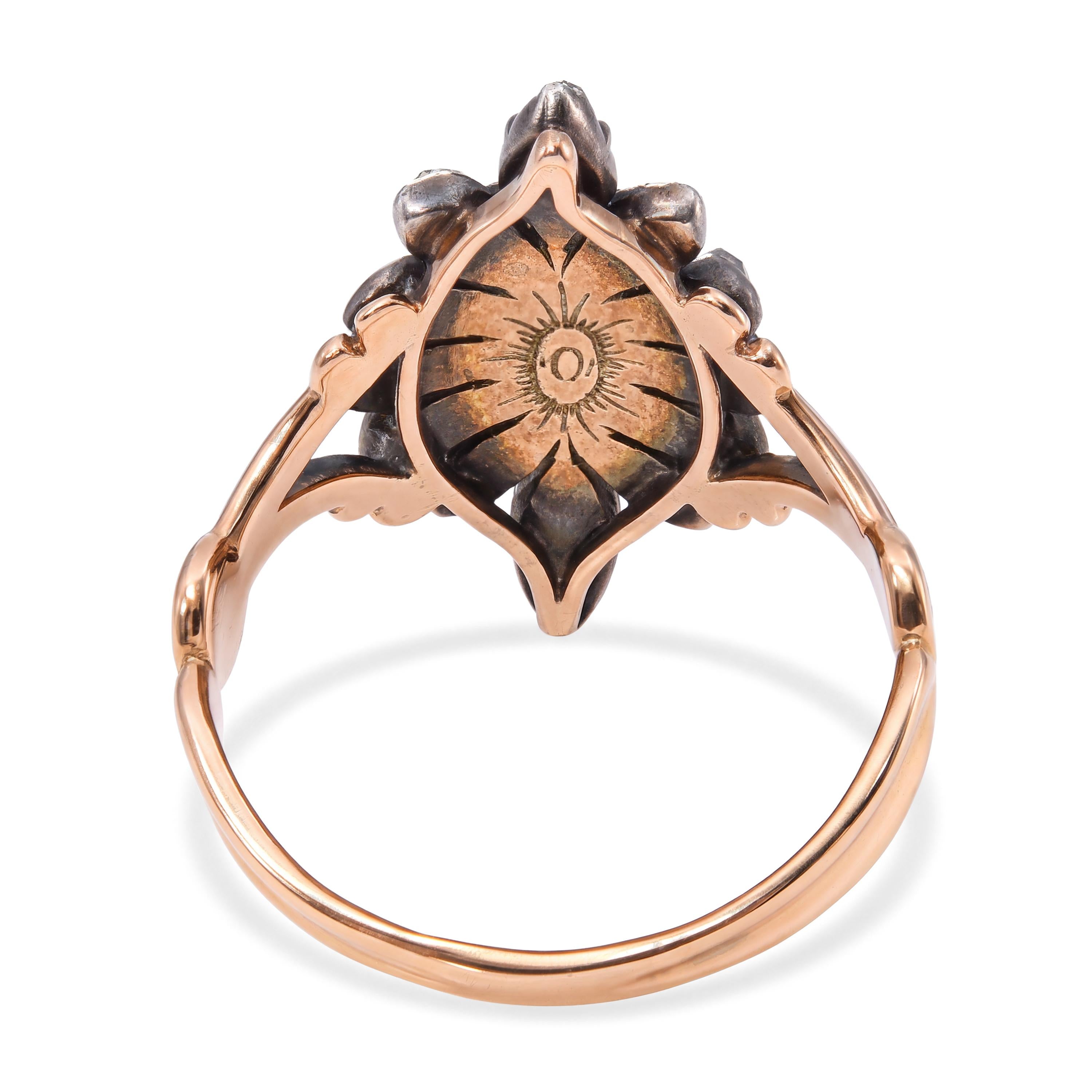 Antique Victorian Silver Topped Yellow Gold 1.10ctw Rose Cut Diamond Ring