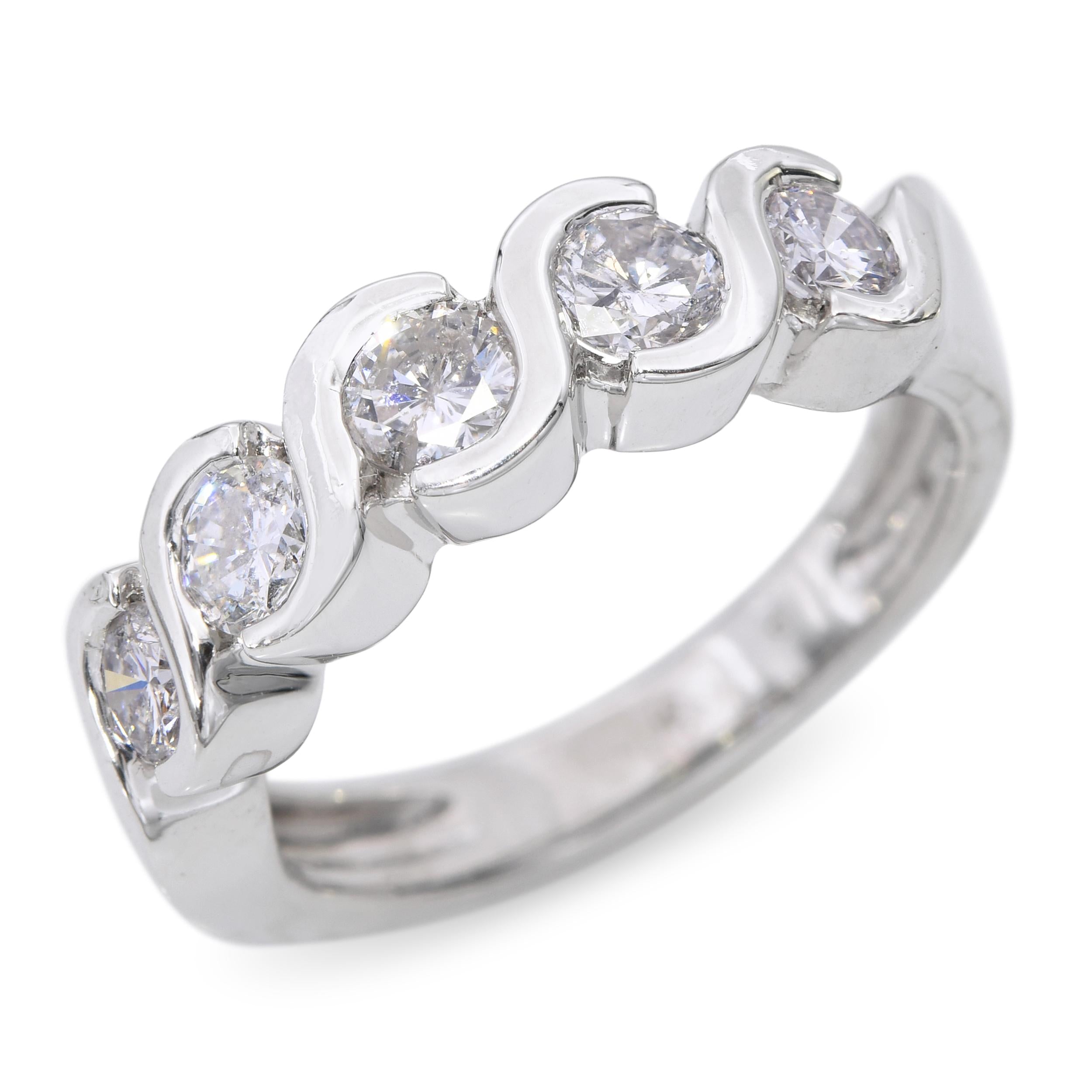 Platinum S-Curve 1.00ctw Diamond Wedding Band