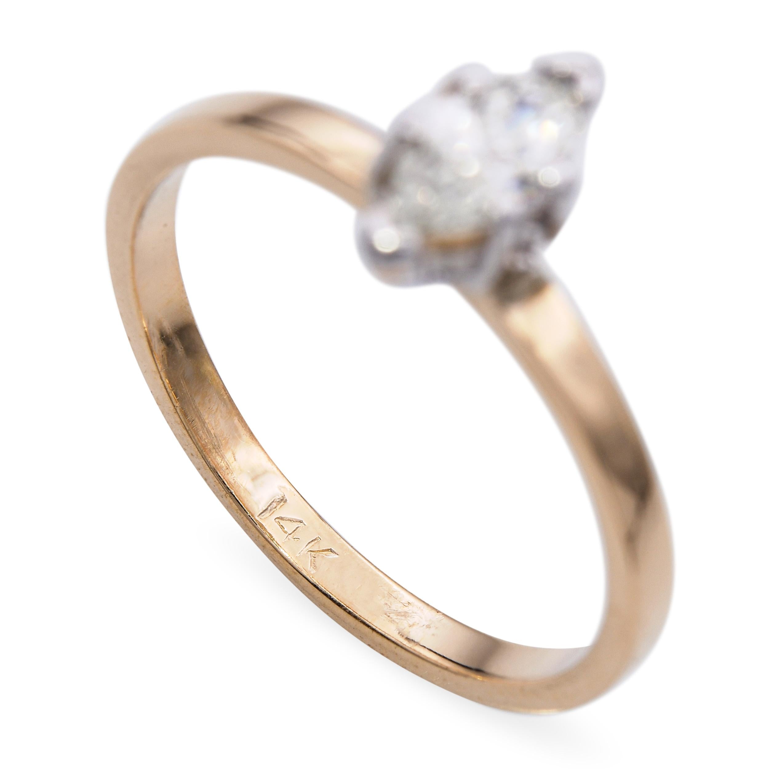 Vintage 14k Yellow Gold 0.32tcw Marquise Diamond Solitaire Ring