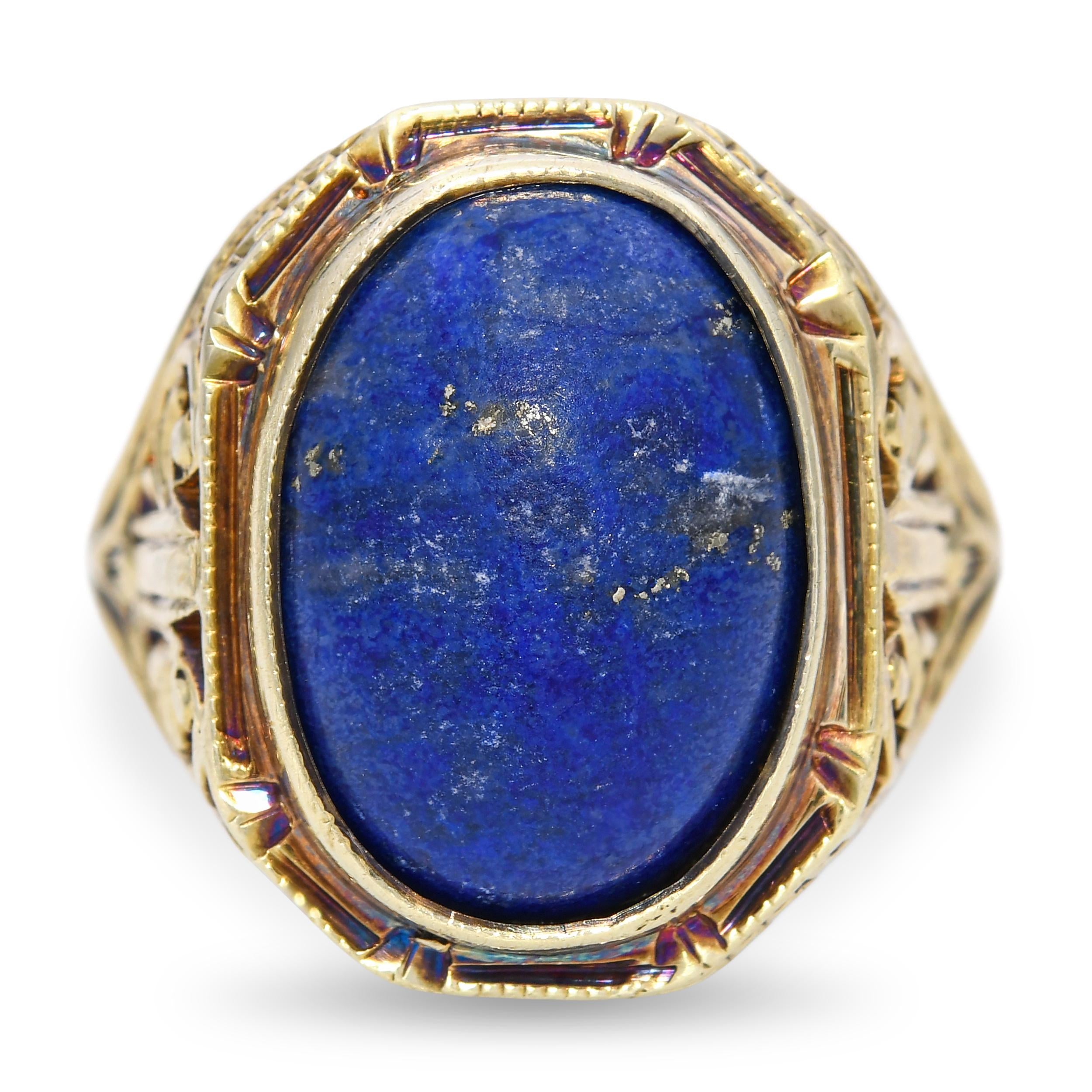 Vintage 14k Yellow Gold 4.57ctw Lapis Lazuli Cabochon Ring