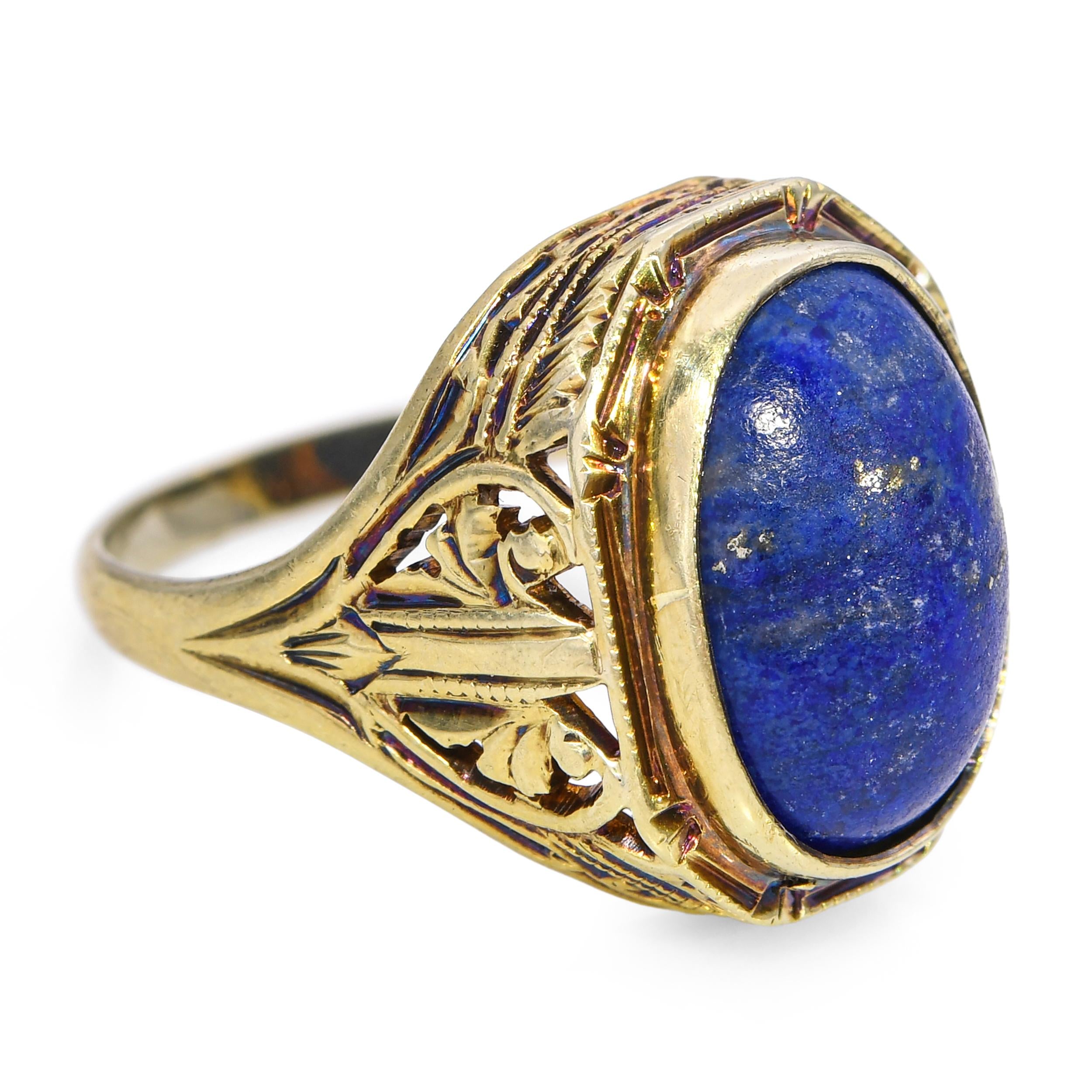 Vintage 14k Yellow Gold 4.57ctw Lapis Lazuli Cabochon Ring