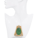 Vintage 17k Yellow Gold Floral Carved Jade and 1.68ctw Diamond Pendant