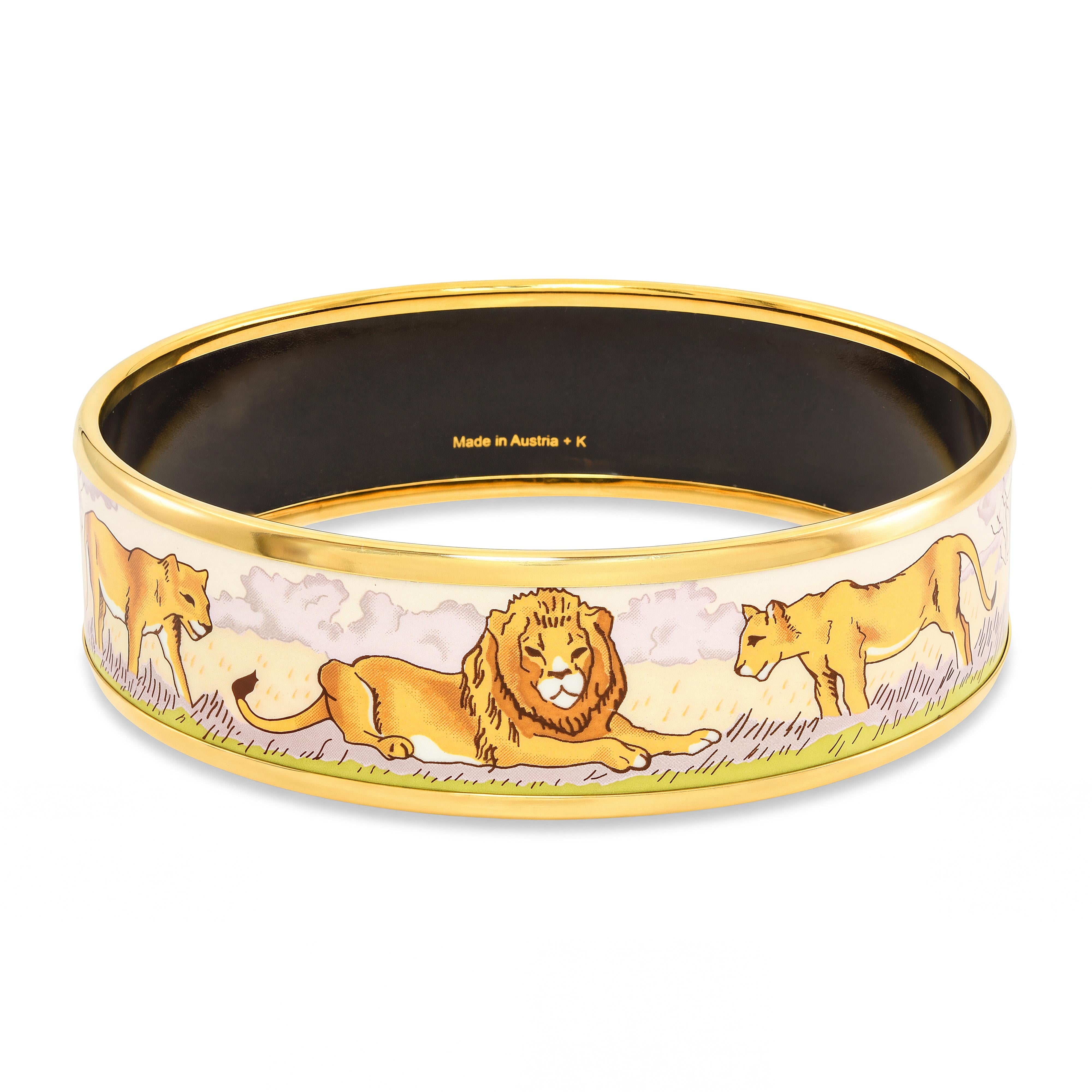 Hermes Pink Pride of Lions Enamel Bracelet
