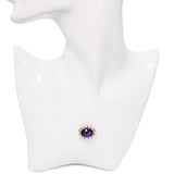 Antique 14k Yellow Gold 5.66ct Amethyst and Seed Pearl Brooch