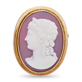 Victorian 14k Yellow Gold Hardstone Sardonyx Cameo Brooch