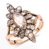 Antique Victorian Silver Topped Yellow Gold 1.10ctw Rose Cut Diamond Ring
