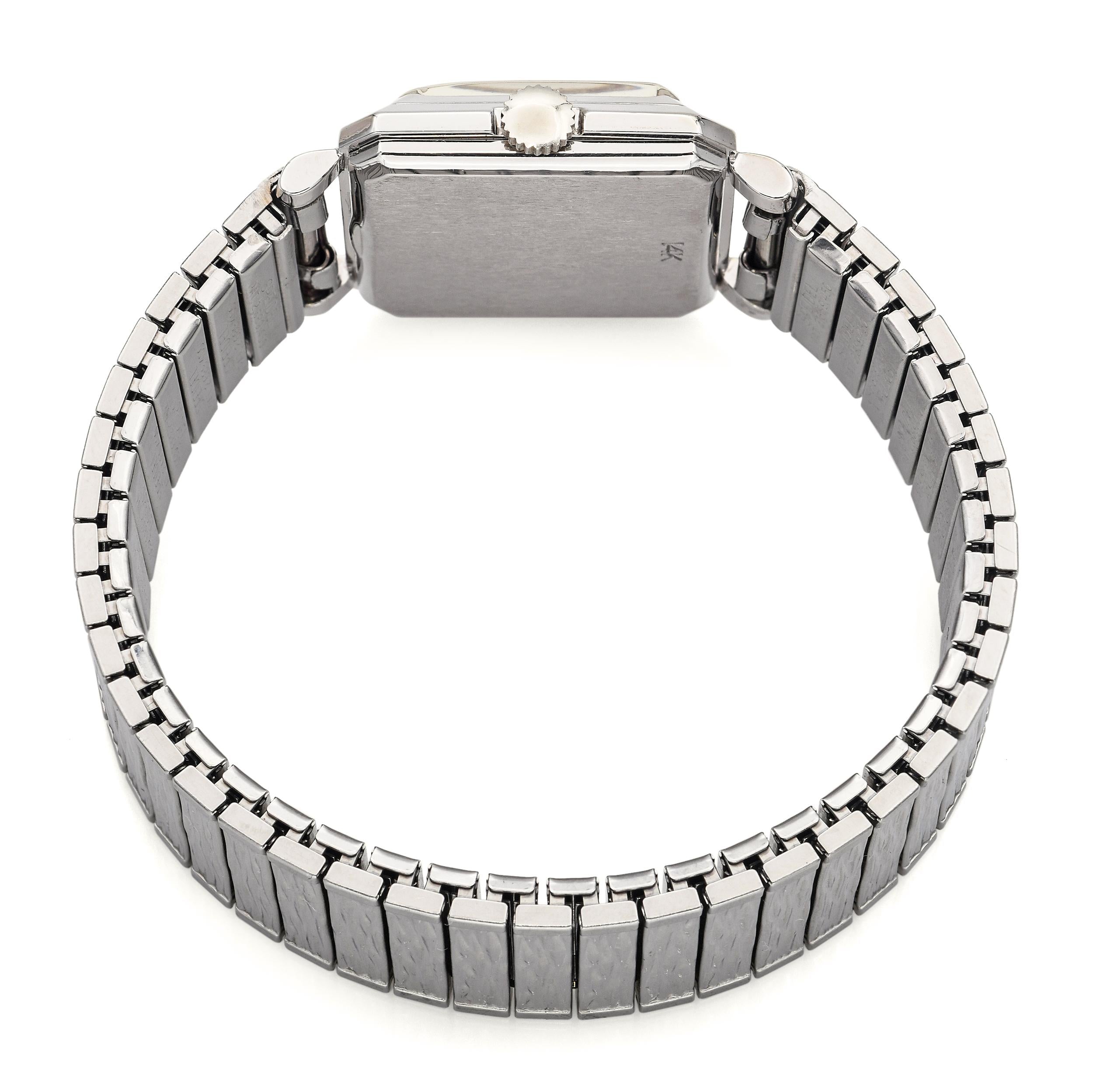 Vintage Longines 14K White Gold Diamond Dial Hand Wind Men's Watch