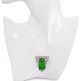 Vintage 18k White Gold Jadeite and Diamond Carved Monkey Brooch GIA Cert