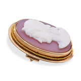 Victorian 14k Yellow Gold Hardstone Sardonyx Cameo Brooch