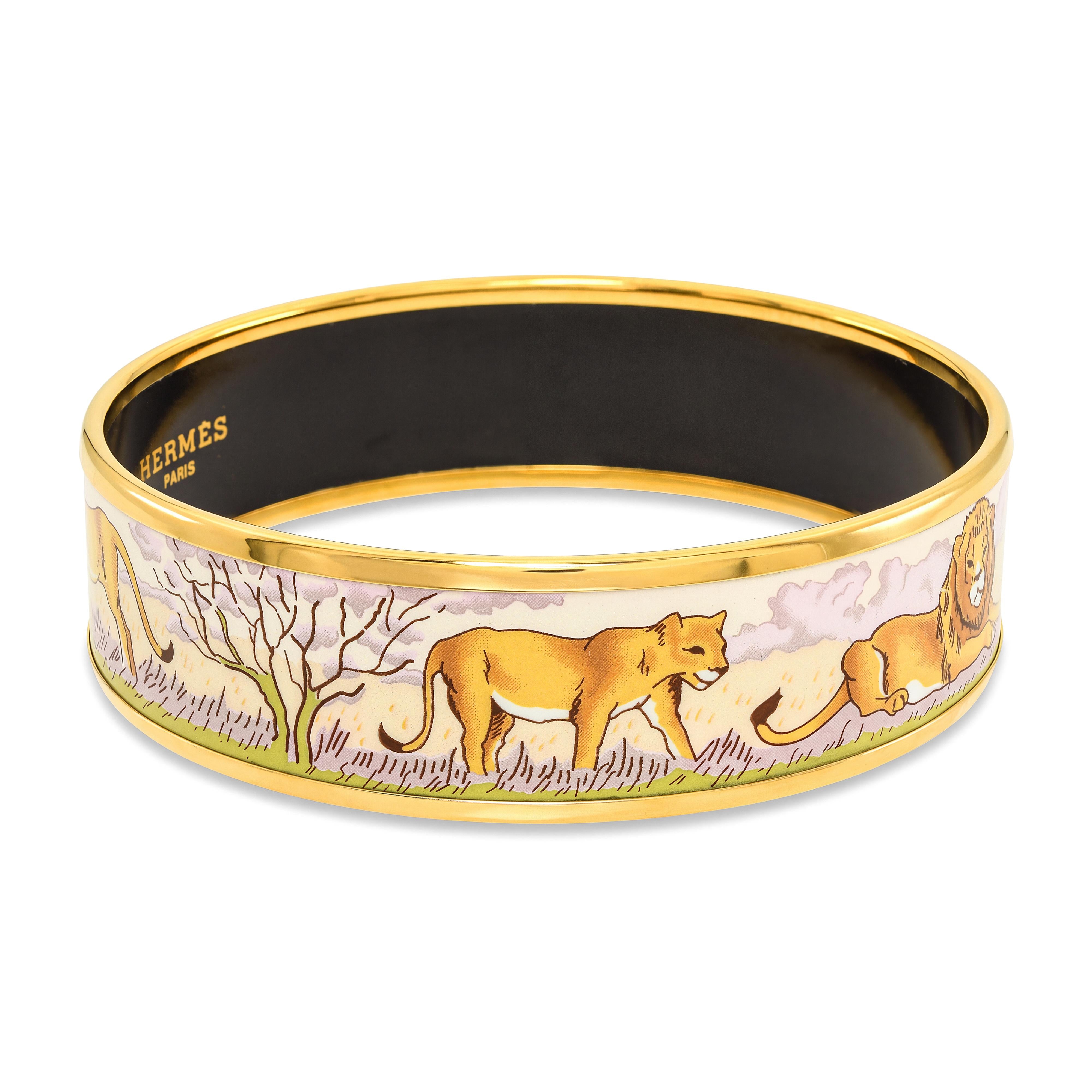 Hermes Pink Pride of Lions Enamel Bracelet