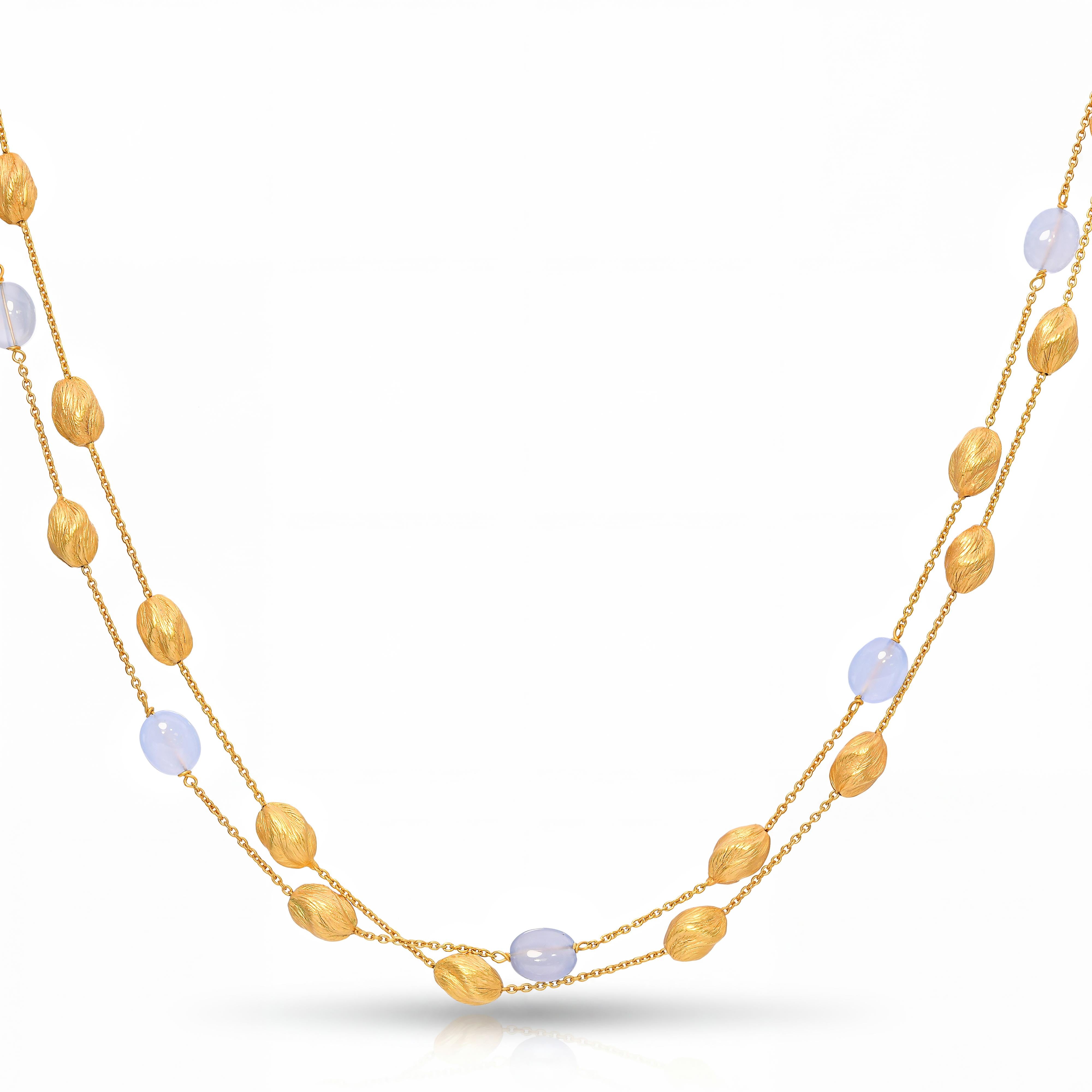 Roberto Coin 18k Yellow Gold Purple Chalcedony & Gold Bead Necklace