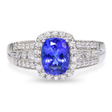 9k White Gold Tanzanite and Diamond Statement Ring