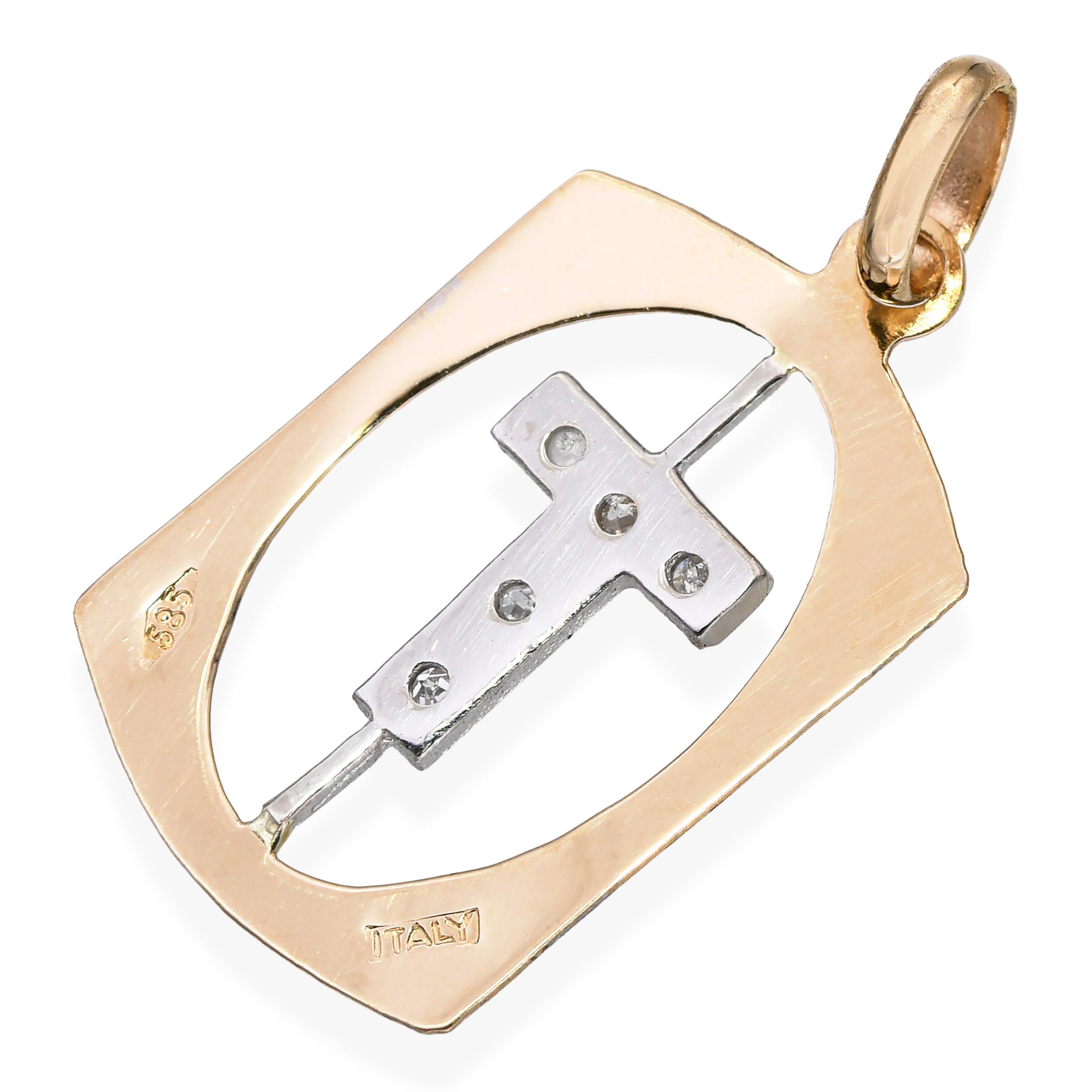 Vintage 14k Yellow Gold T Initial Diamond Pendant