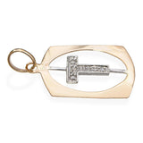 Vintage 14k Yellow Gold T Initial Diamond Pendant