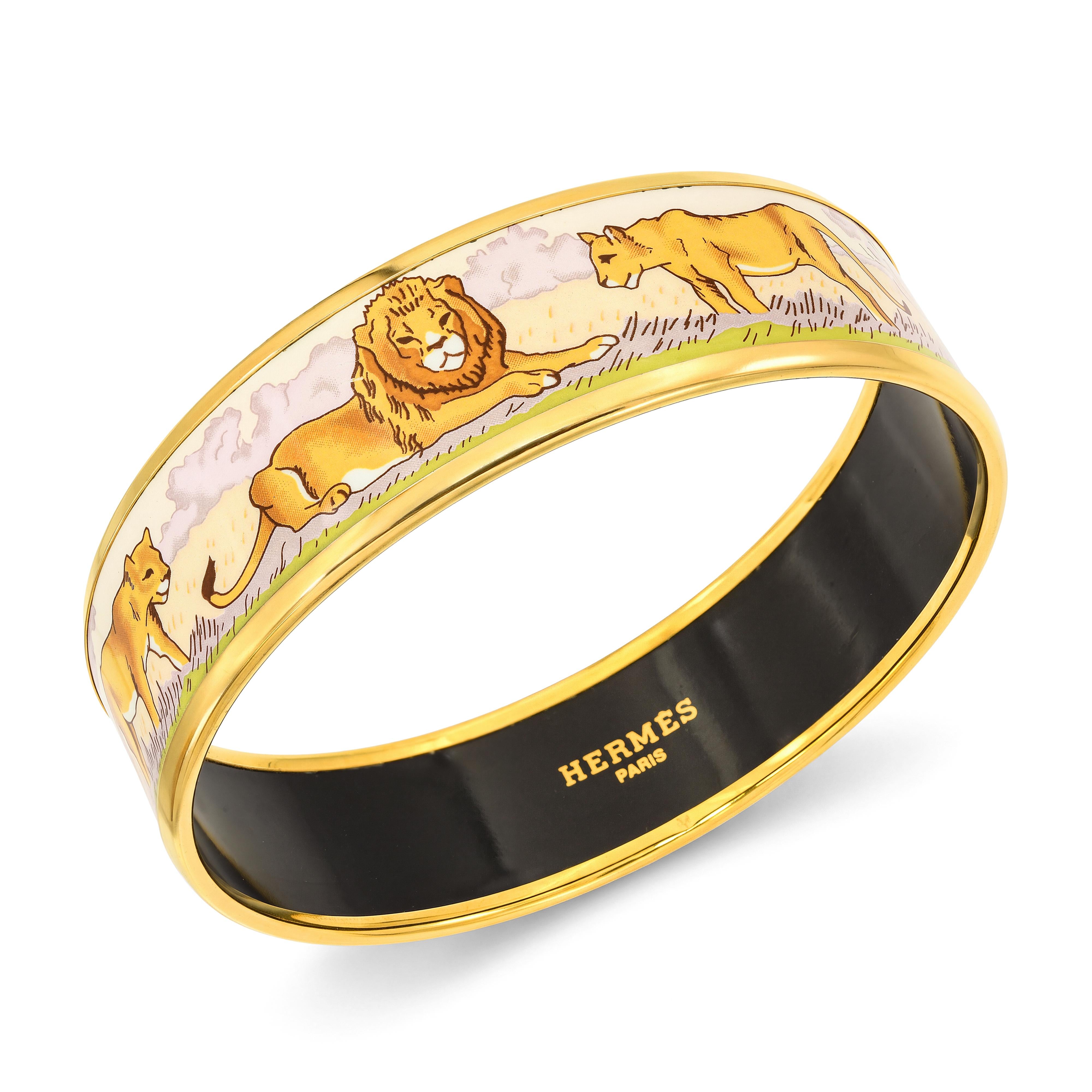 Hermes Pink Pride of Lions Enamel Bracelet