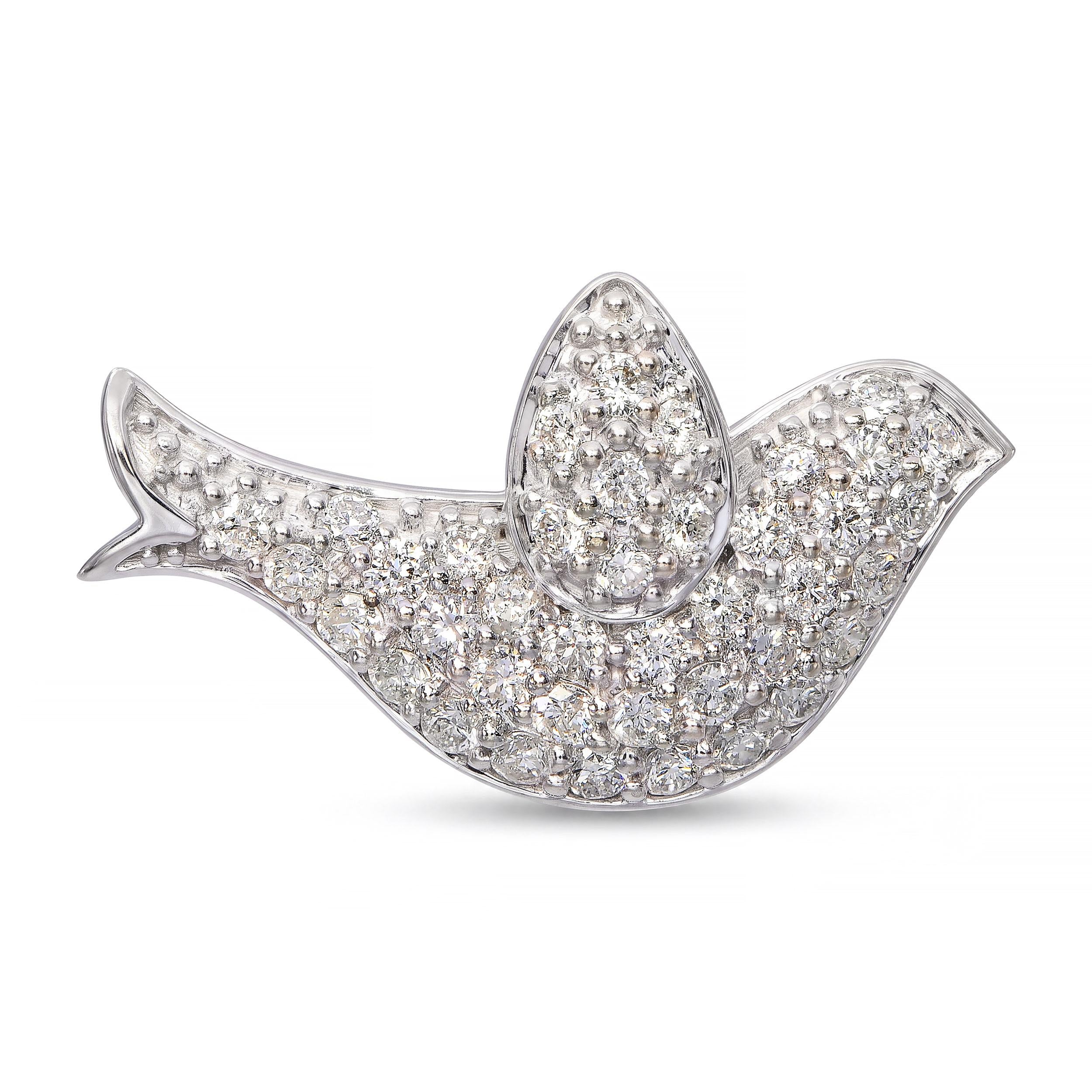 14k White Gold Diamond Pave Dove Pendant