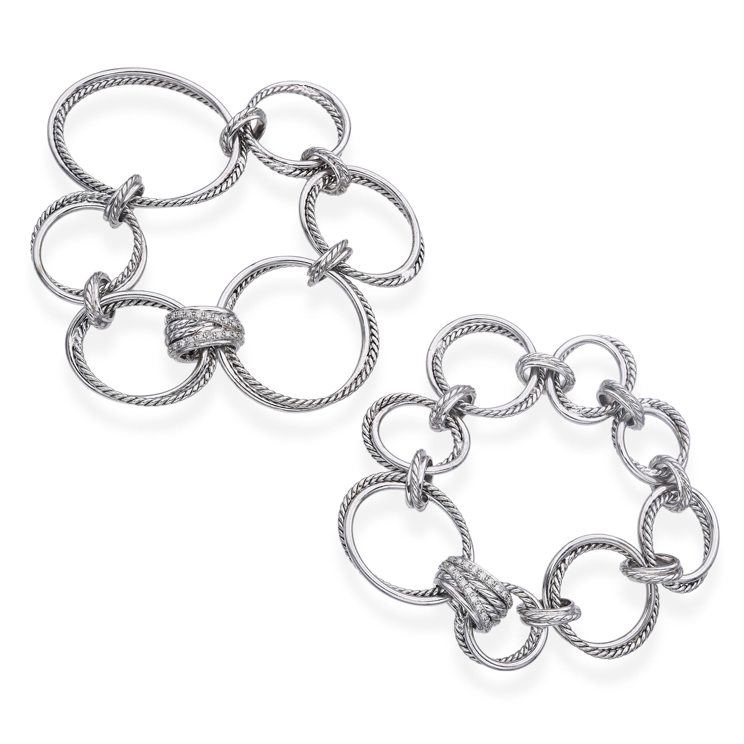 David Yurman Sterling Silver Diamond Infinity Loop Modifiable Bracelet