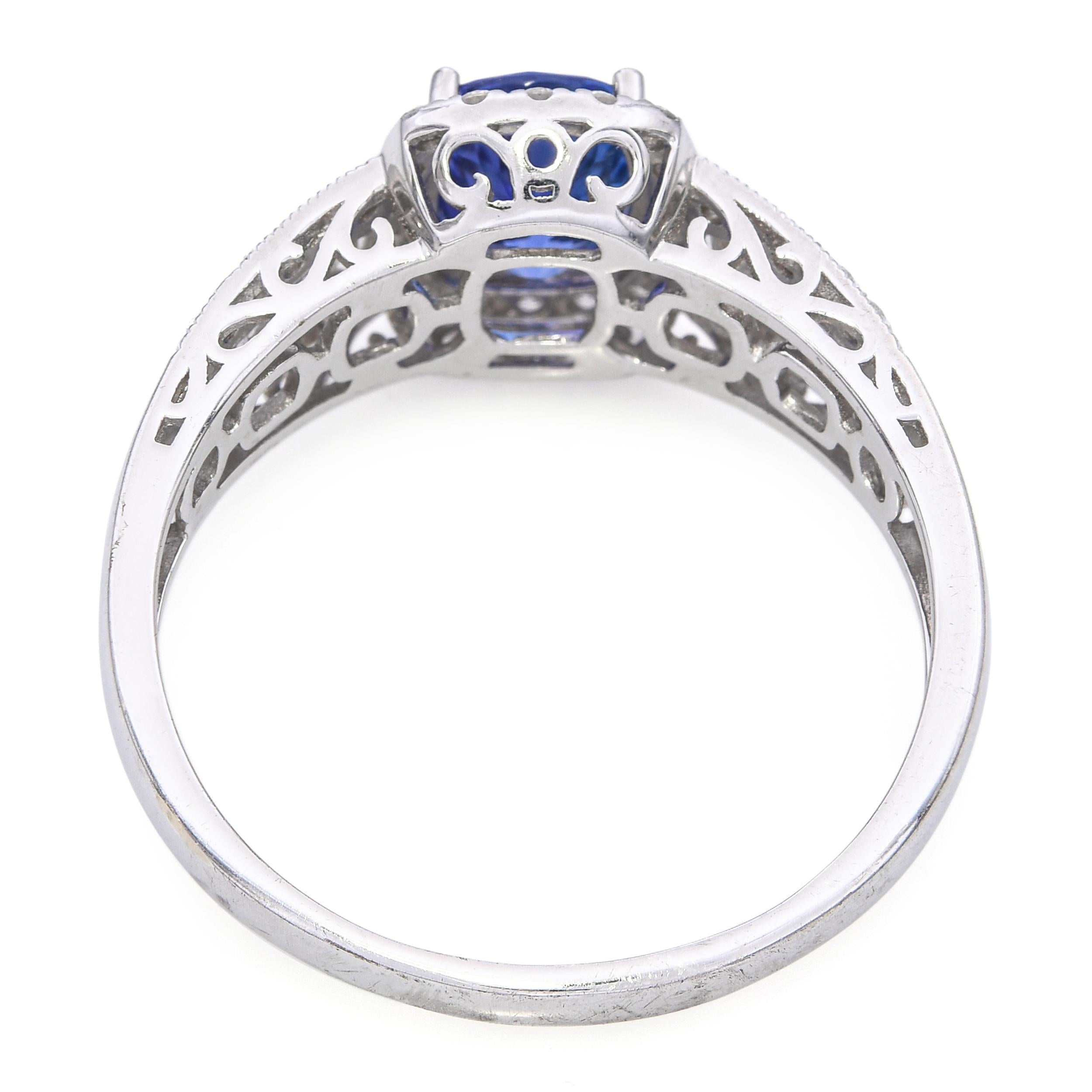 9k White Gold Tanzanite and Diamond Statement Ring