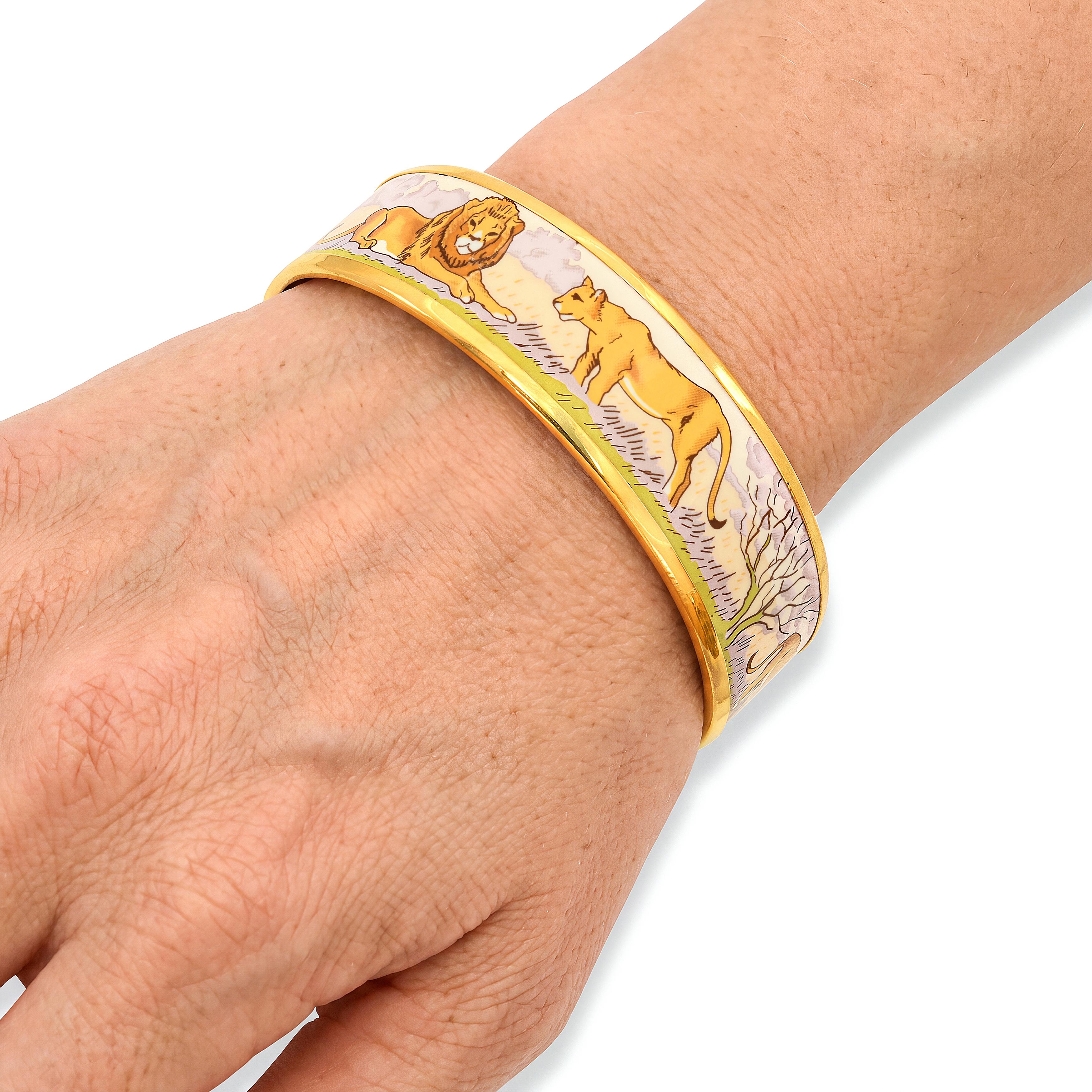 Hermes Pink Pride of Lions Enamel Bracelet