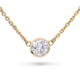 14k Yellow Gold Solitaire 1.05ct Diamond Bezel Pendant Necklace