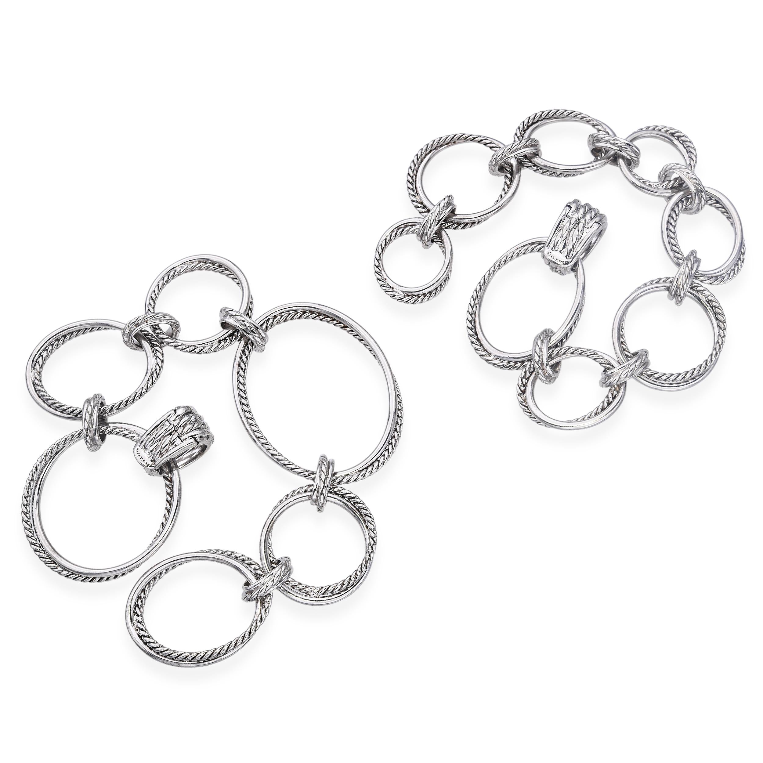 David Yurman Sterling Silver Diamond Infinity Loop Modifiable Bracelet