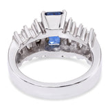 Vintage Platinum Sapphire and Diamond Side Stone Ring GIA Cert