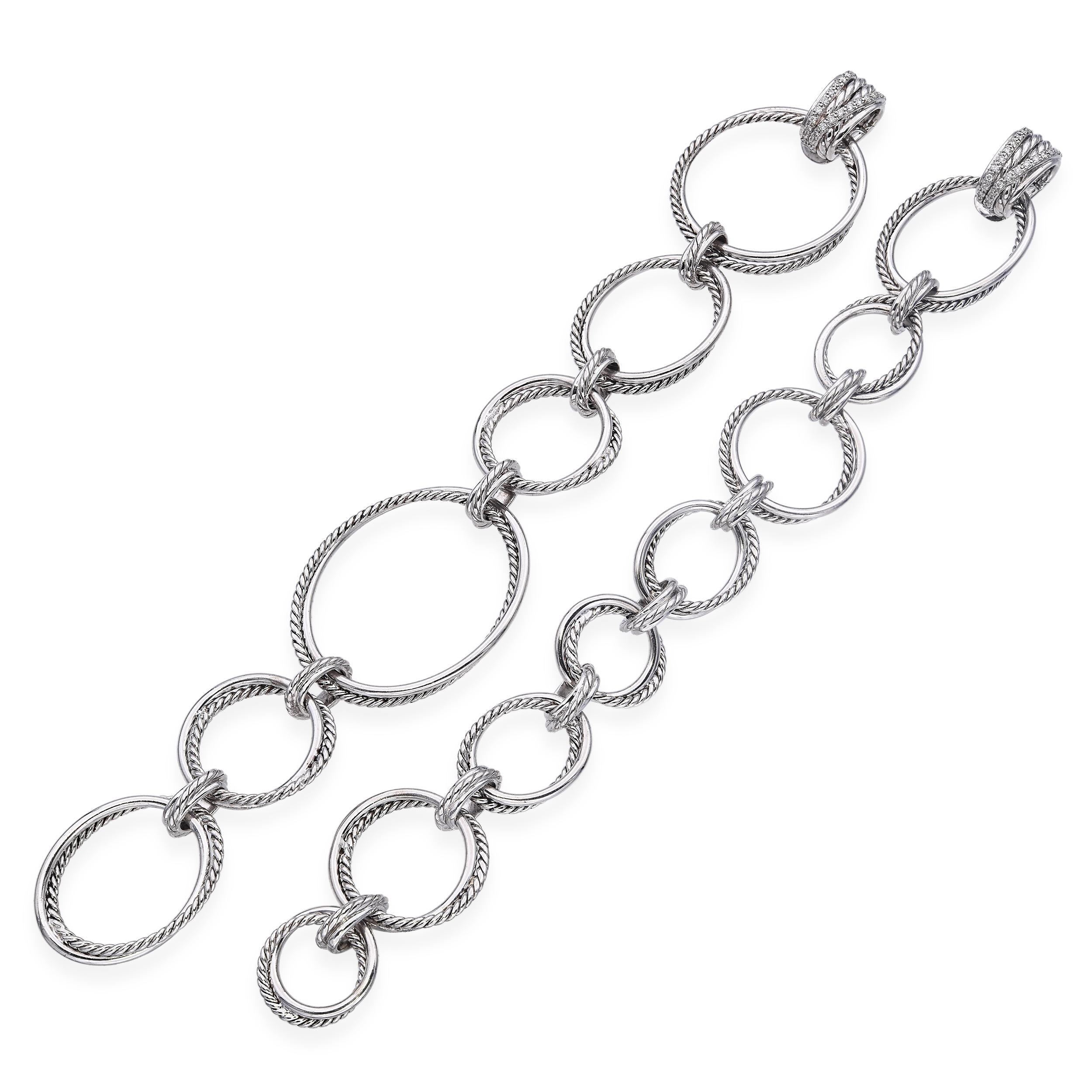 David Yurman Sterling Silver Diamond Infinity Loop Modifiable Bracelet