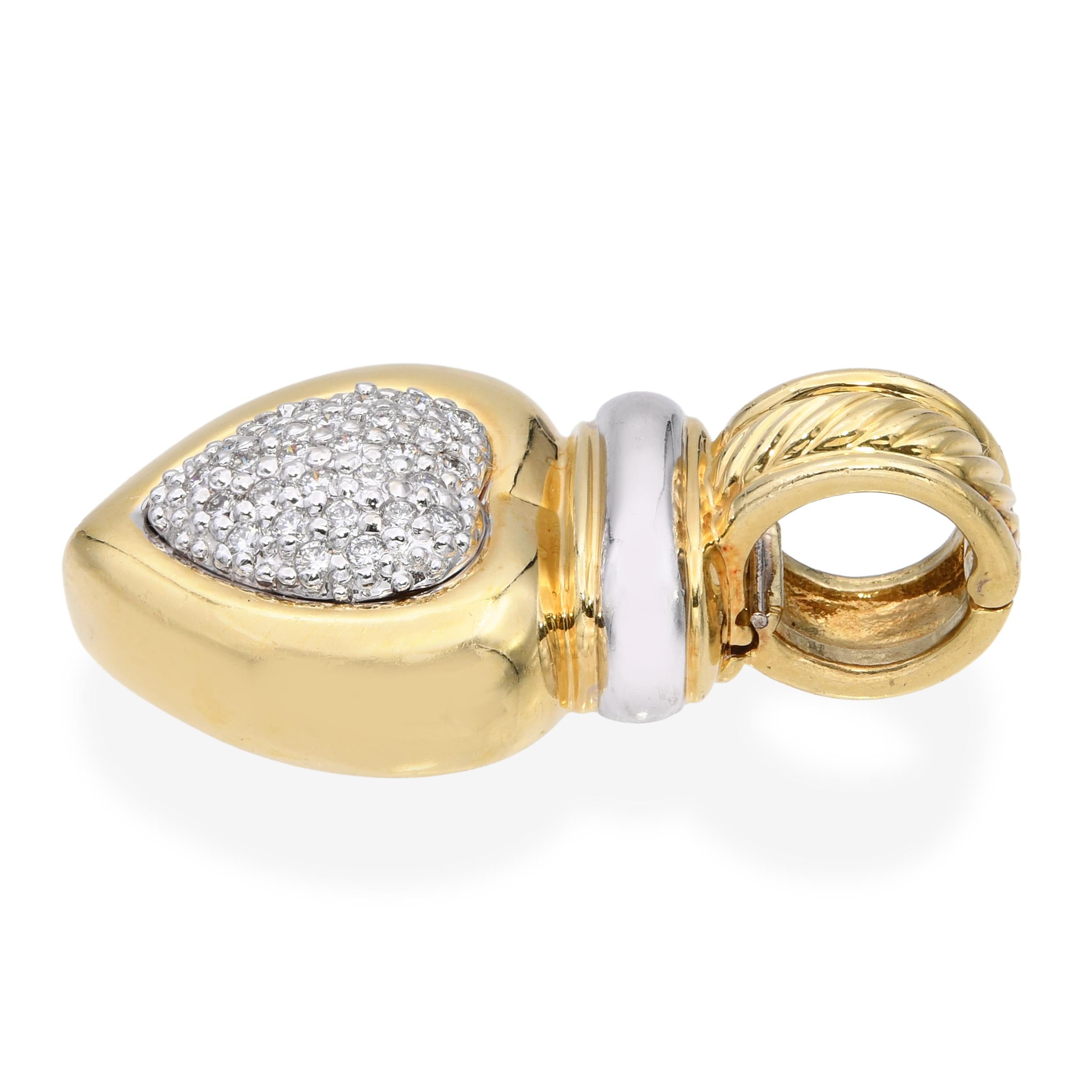 David Yurman 18K Yellow Gold Pavé Diamond Heart Slider Pendant