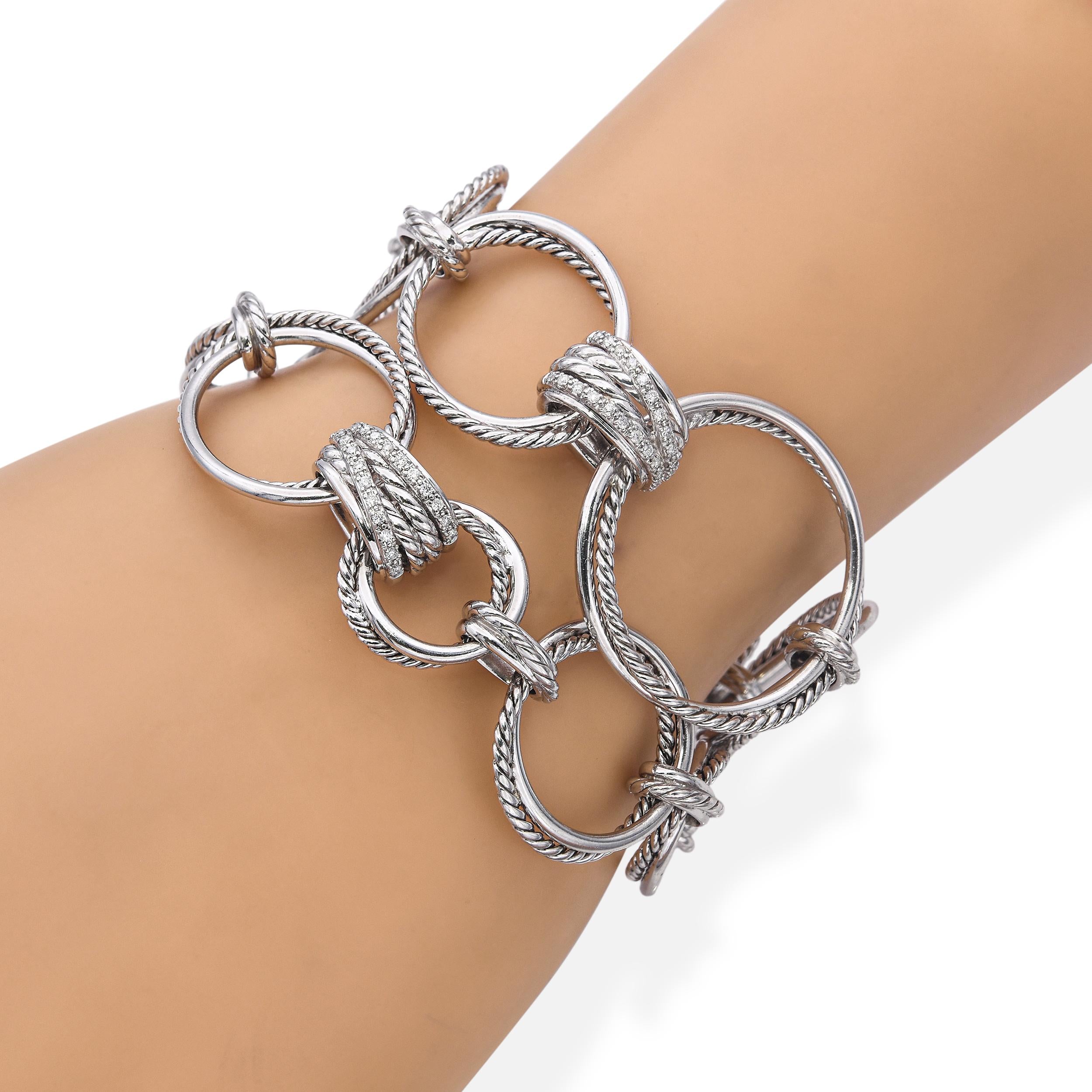 David Yurman Sterling Silver Diamond Infinity Loop Modifiable Bracelet