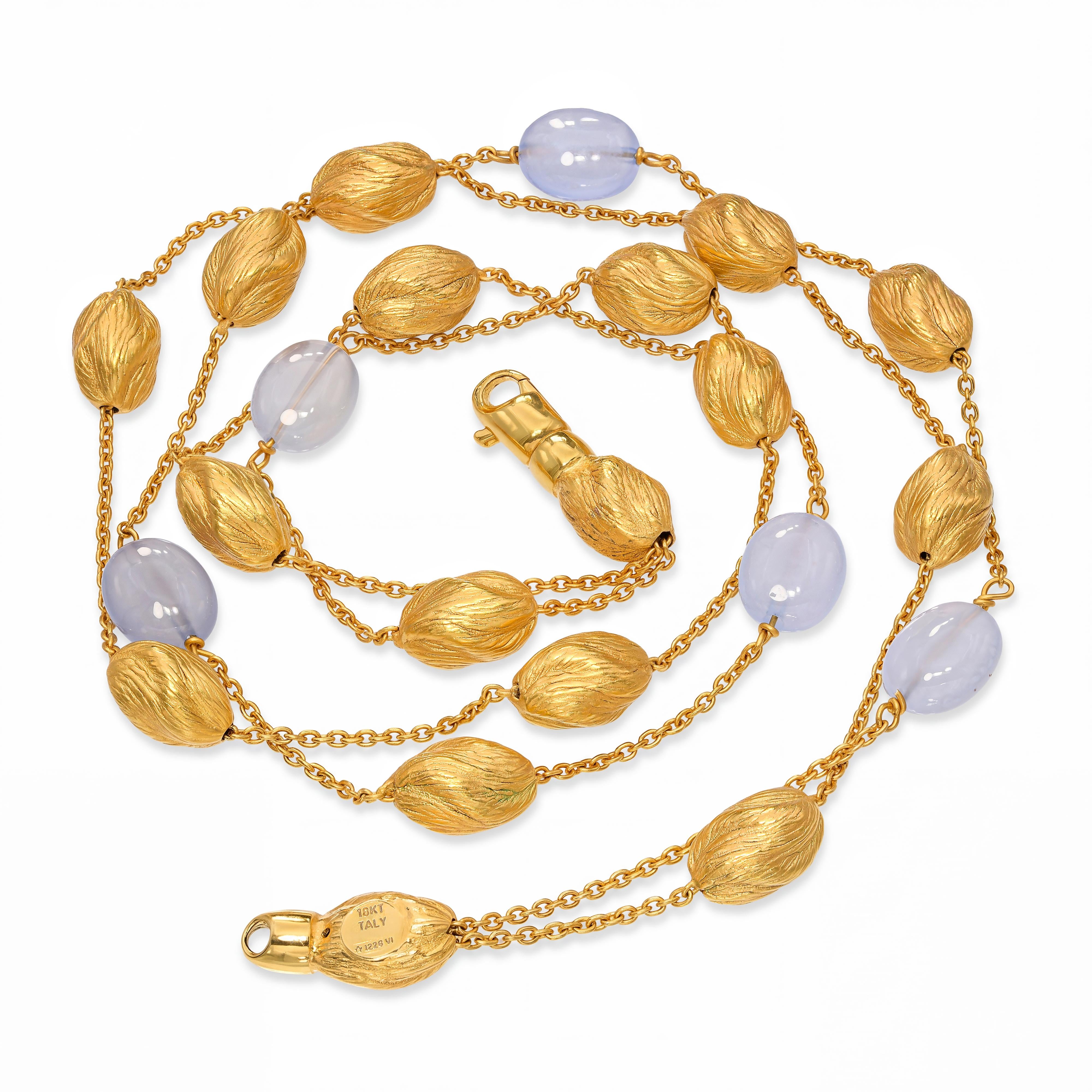 Roberto Coin 18k Yellow Gold Purple Chalcedony & Gold Bead Necklace
