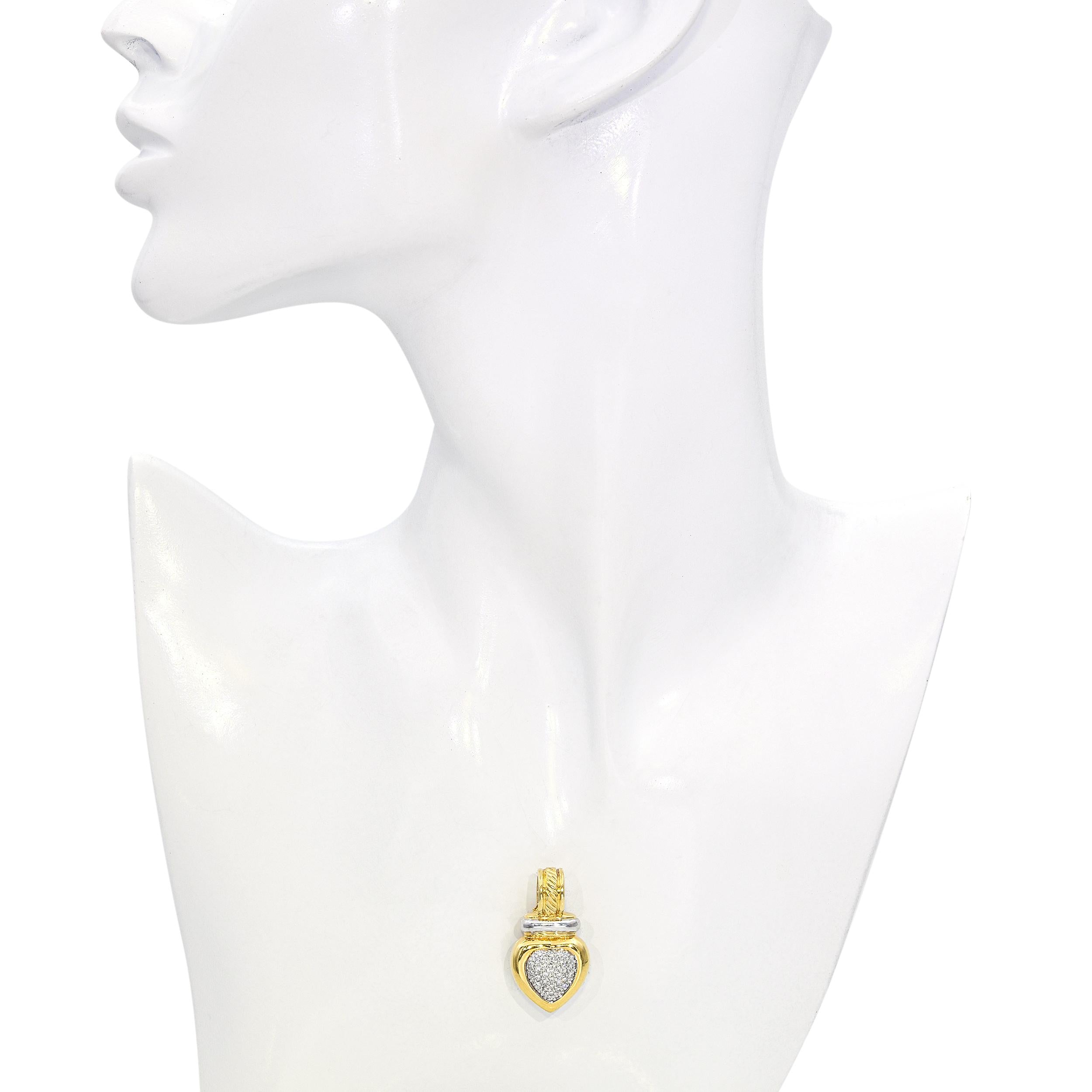 David Yurman 18K Yellow Gold Pavé Diamond Heart Slider Pendant