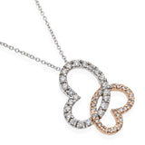 14k Rose & White Gold Interlocking Diamond Hearts Necklace