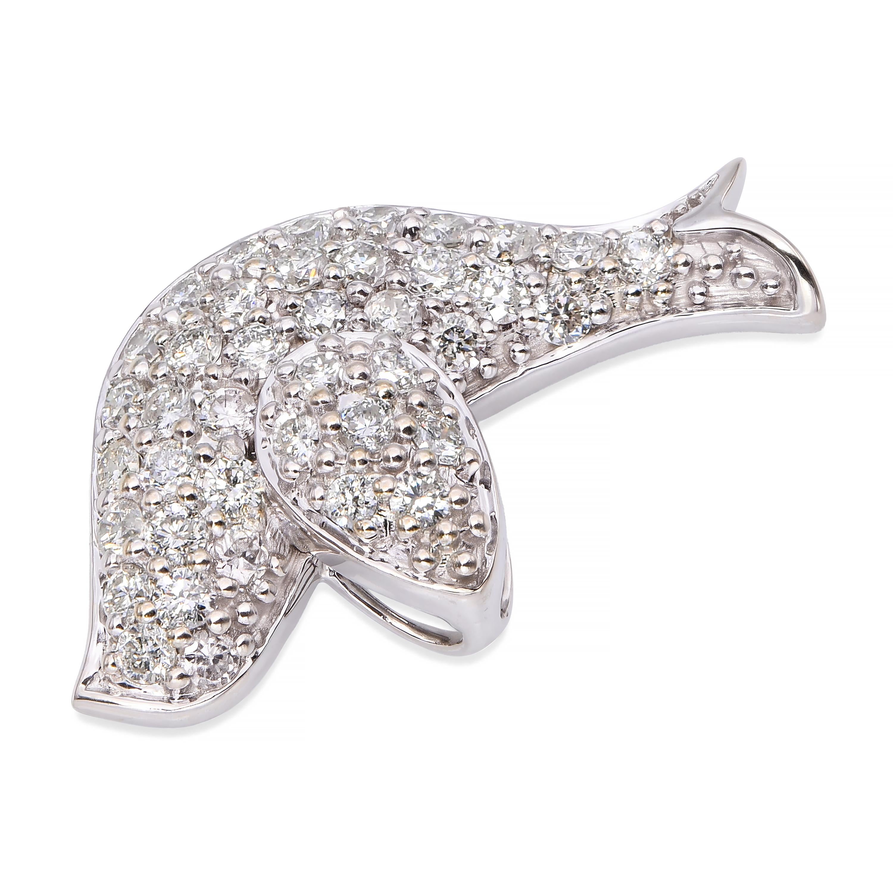 14k White Gold Diamond Pave Dove Pendant