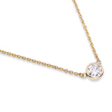 14k Yellow Gold Solitaire 1.05ct Diamond Bezel Pendant Necklace