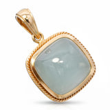 14k Yellow Gold Icy Blue 29.88ct Aquamarine Lucky Four Leaf Clover Pendant
