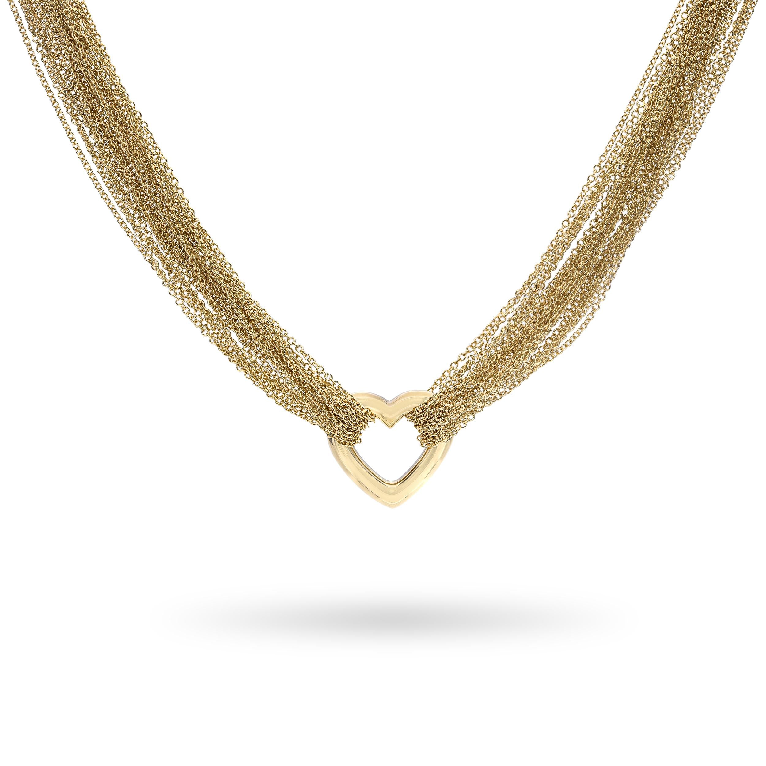 Tiffany & Co. Elsa Peretti 18k Yellow Gold Heart Strand Necklace