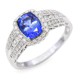 9k White Gold Tanzanite and Diamond Statement Ring