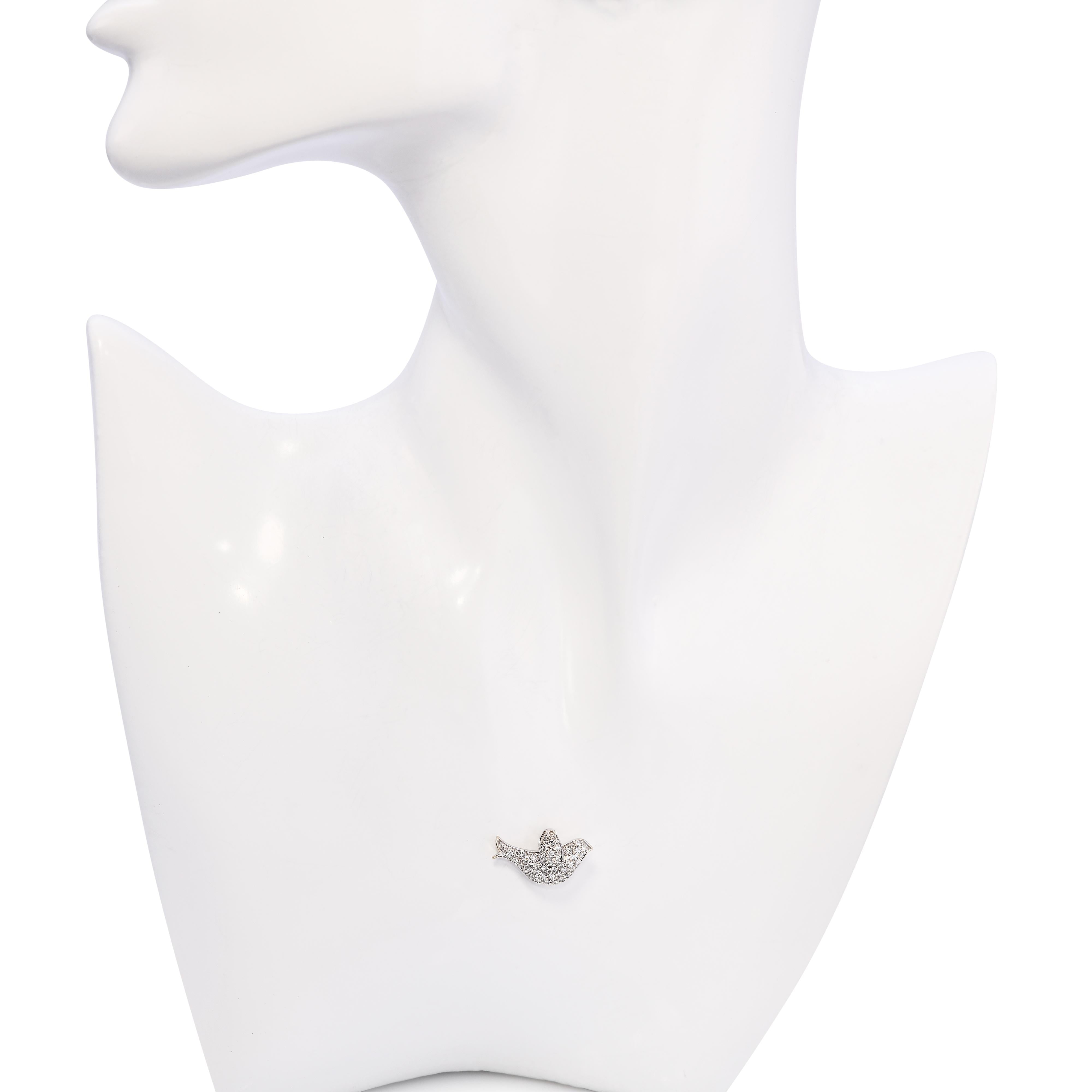14k White Gold Diamond Pave Dove Pendant