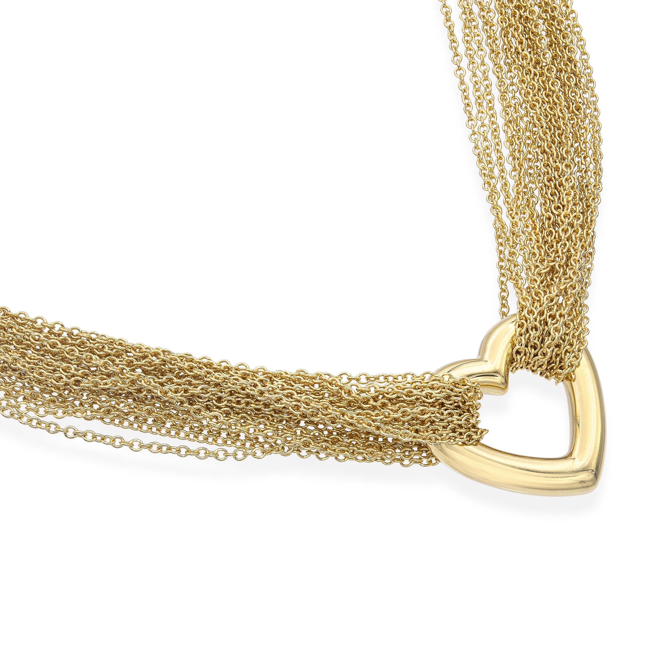 Tiffany & Co. Elsa Peretti 18k Yellow Gold Heart Strand Necklace