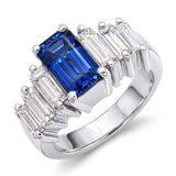 Vintage Platinum Sapphire and Diamond Side Stone Ring GIA Cert