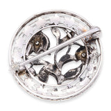 Antique 14k White Gold and Silver Rose Cut Diamond Floral Brooch Pin