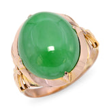 Antique 7k Yellow Gold 6.43ct Jadeite Jade Ring